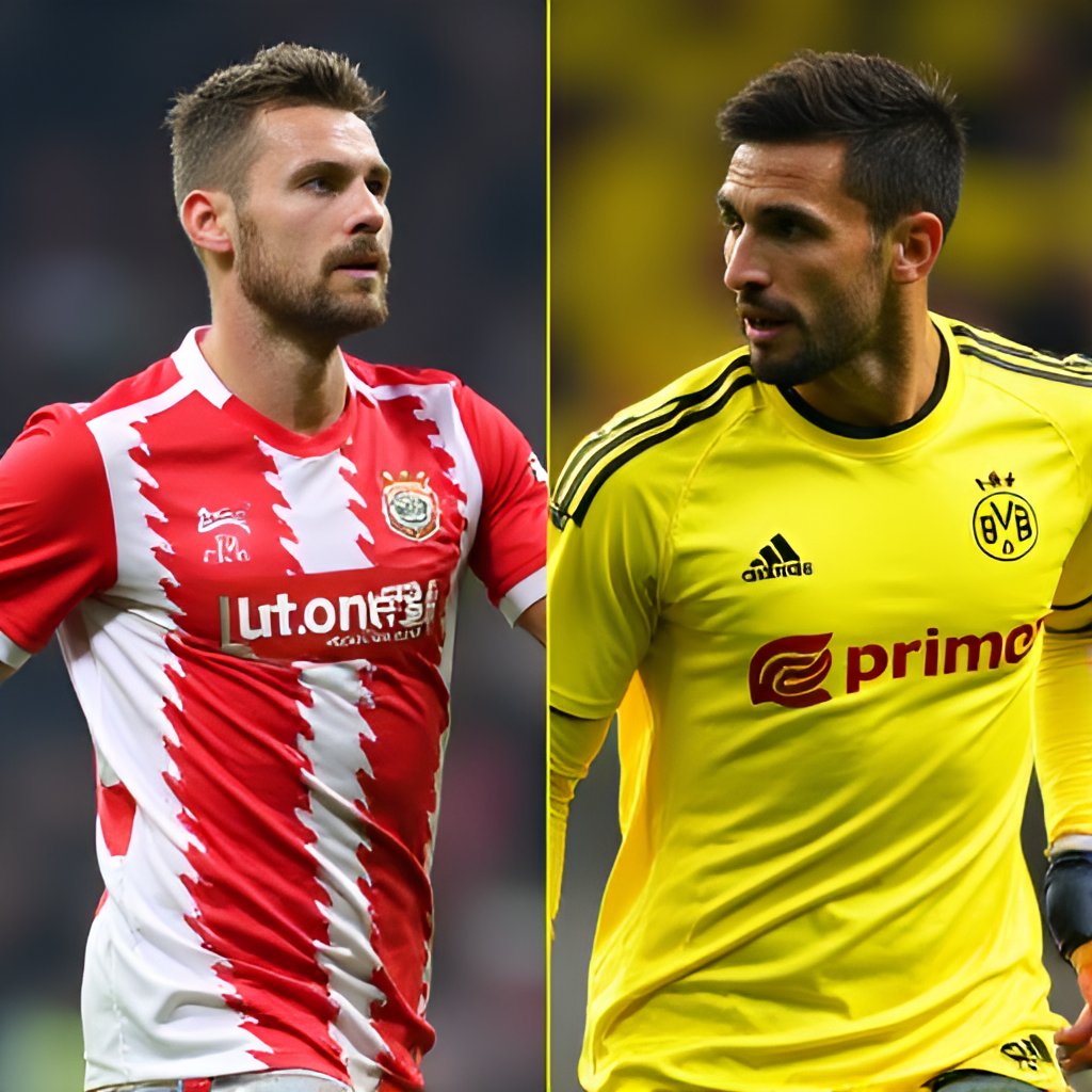 A split image or collage showcasing key players from both Bayer Leverkusen and Borussia Dortmund side-by-side, perhaps in action poses, highlighting their importance to their teams
